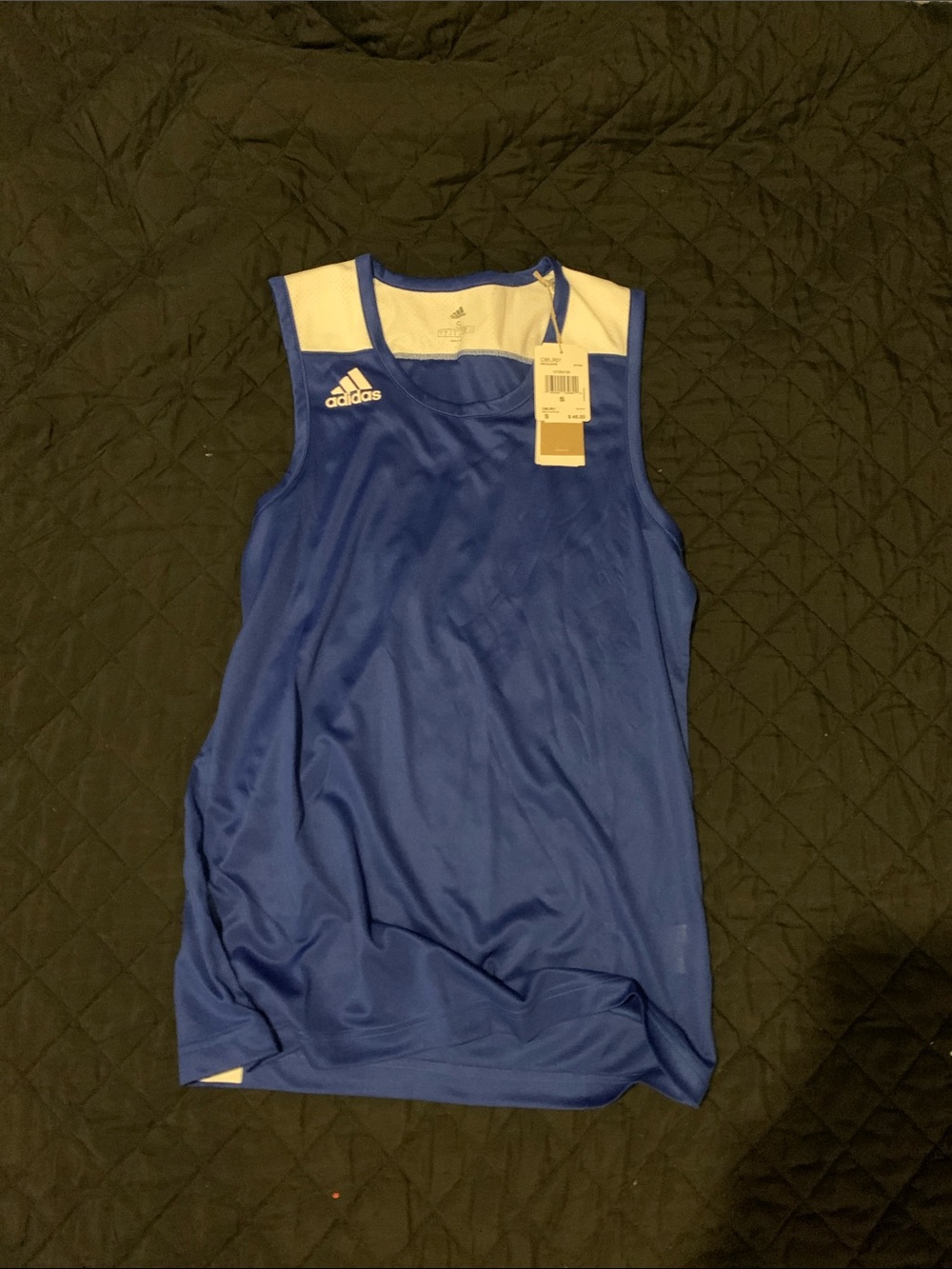 adidas Royal Blue and White Sleeveless Performance Jersey